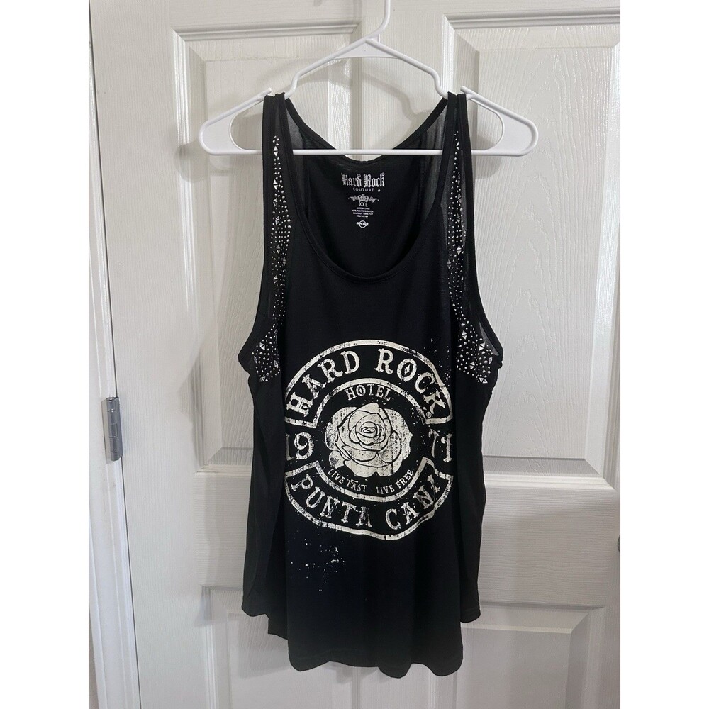 Hard Rock Punta Cana Embellished Black Tank Women’s XXL. Biker, Music, Goth